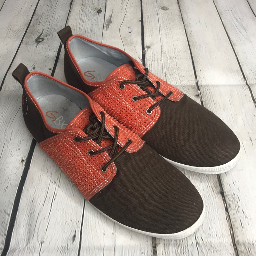 GBX casual canvas laced sneakers brown/orange